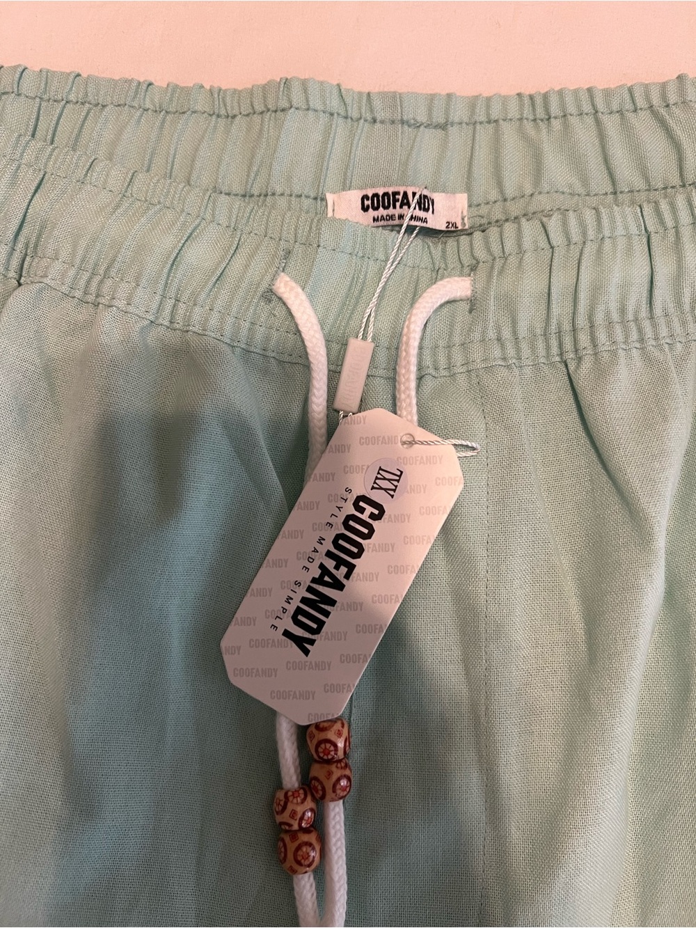 Light Mint Green Drawstring Shorts - Picture 2 of 3